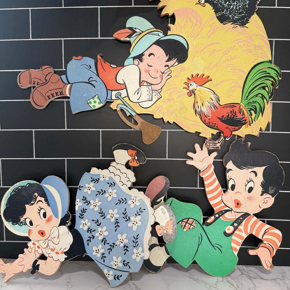 Vtg Dolly Toy Co Nursery Rhyme Wall Art Repair Lot Damaged